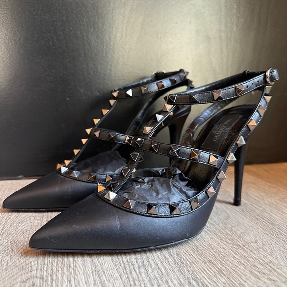 FULL SET - VALENTINO Rockstud Ankle Strap Pumps Tonal Studs 100 MM (37.5) - Picture 9 of 16